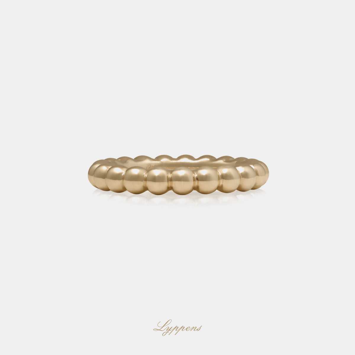 Geelgouden bolletjes ring met een breedte van 3.6mm.