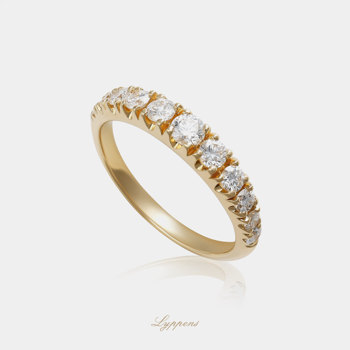Yellow gold half eternity ring with diamonds 0.75ct