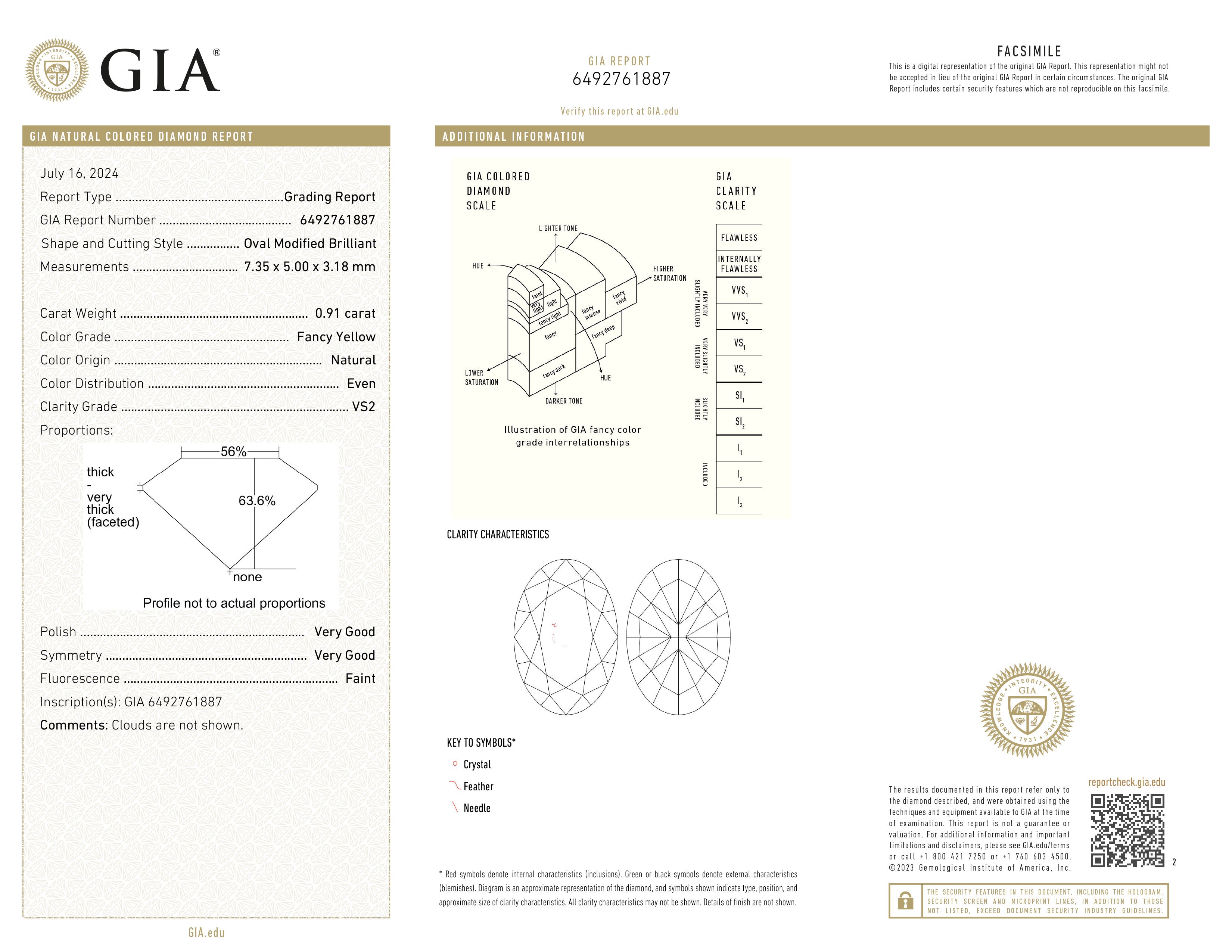 Ovaal geslepen diamant 0.91ct, Fancy, VS2