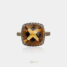 Geelgoud met citrien en diamant