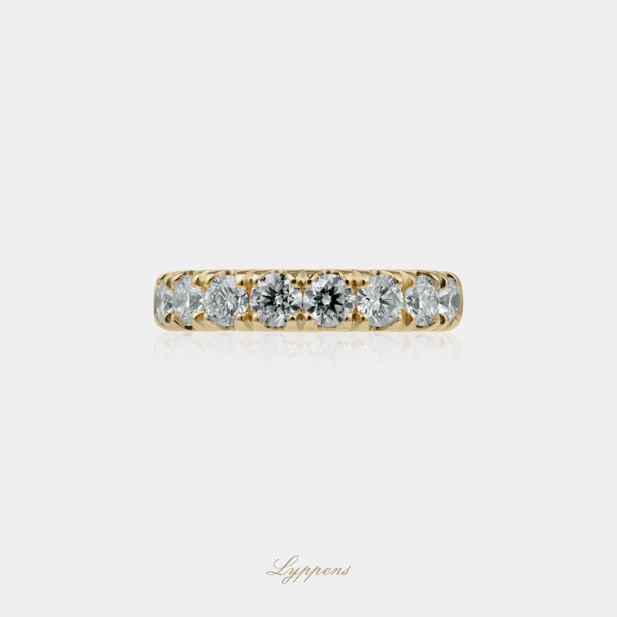 Yellow gold half eternity ring with diamonds 1.50ct