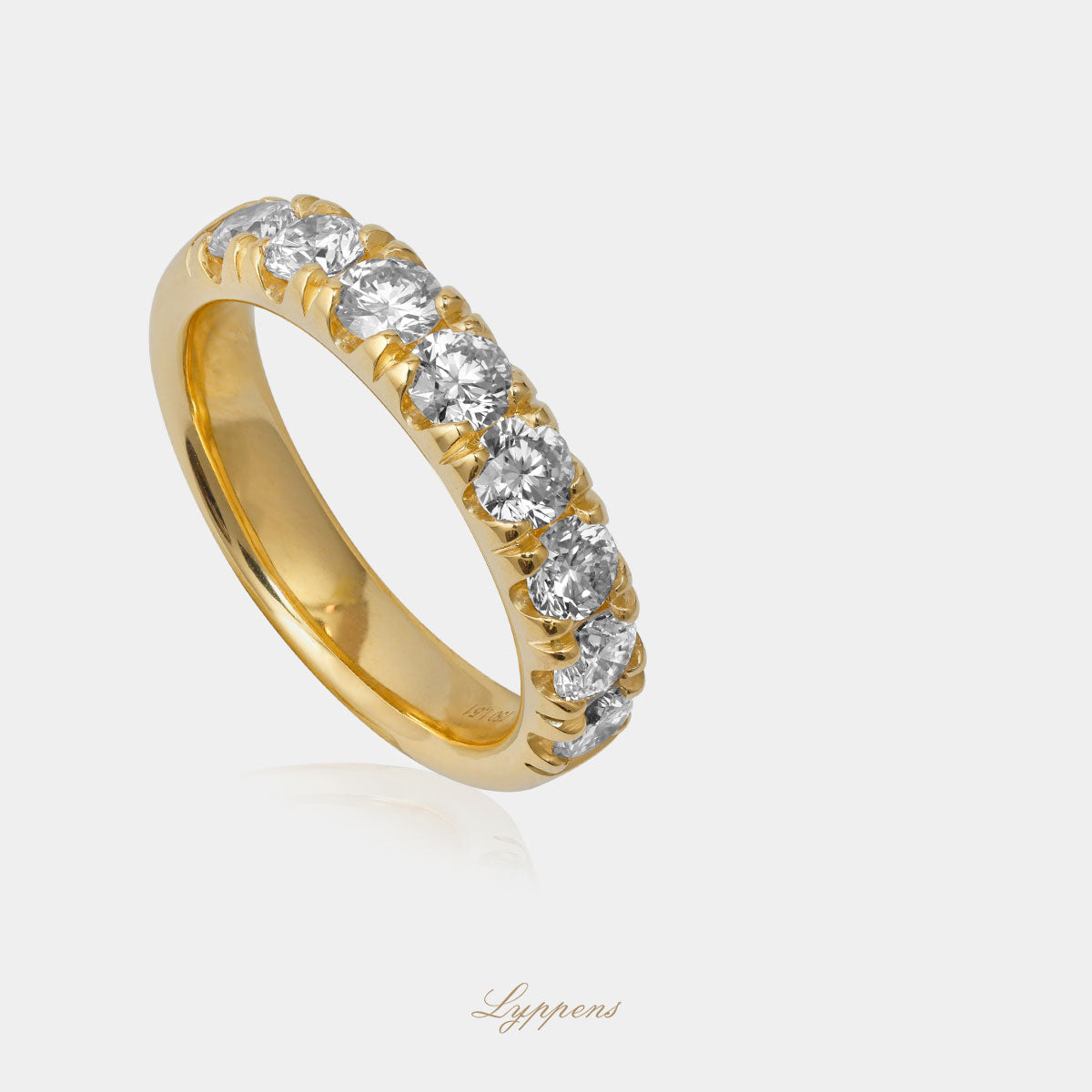 Yellow gold half eternity ring with diamonds 1.50ct