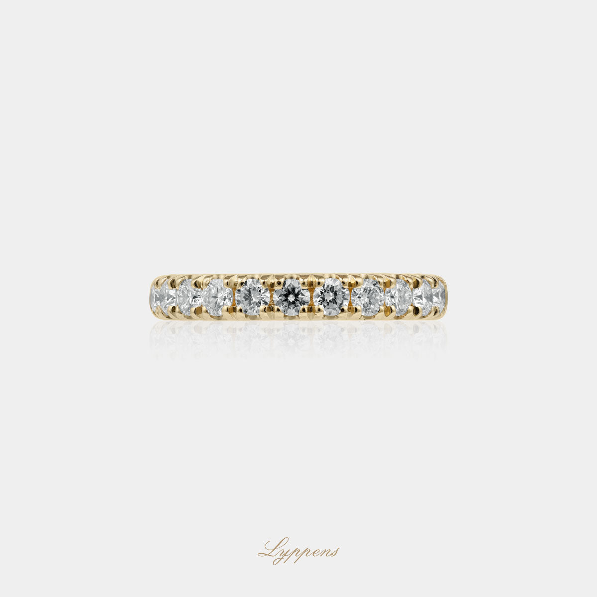 Yellow gold half eternity ring with diamond 0.75ct