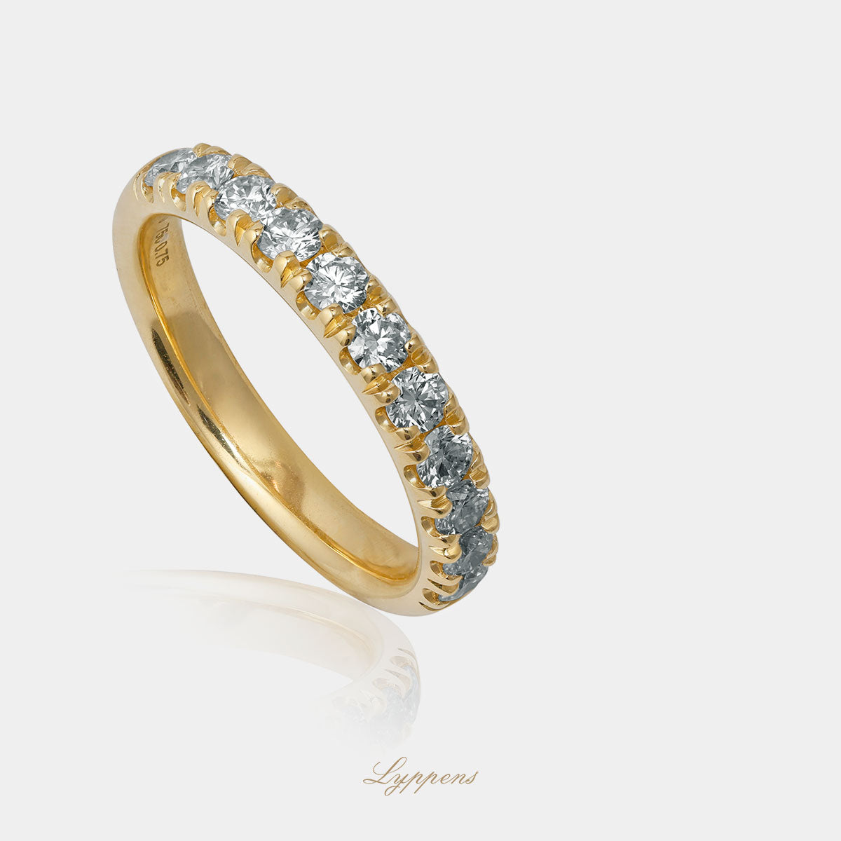 Yellow gold half eternity ring with diamond 0.75ct