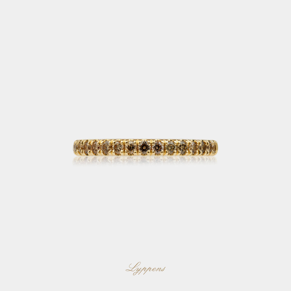 Yellow gold half eternity ring with brown diamonds 0.35ct