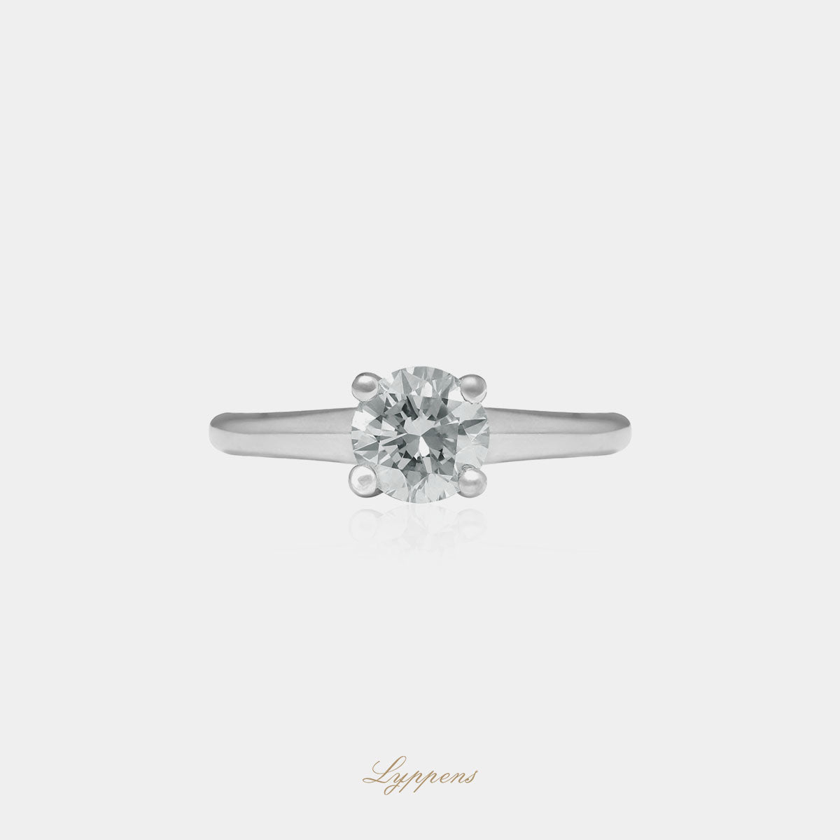 Witgouden solitiar verlovingsring, deze ring is in het midden gezet met een briljant geslepen diamant.