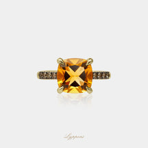 Geelgoud met citrien en diamant