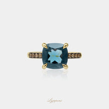Geelgoud met topaas en diamant