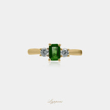 Geelgoud met toermalijn en diamant