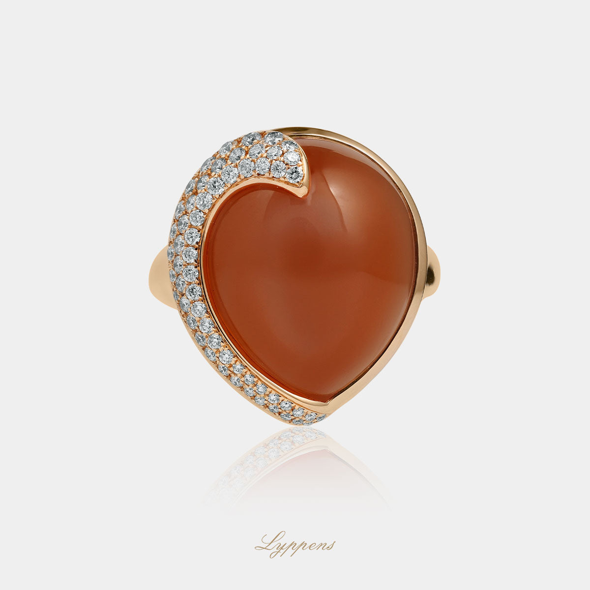 Roségouden statement ring met maansteen en diamant