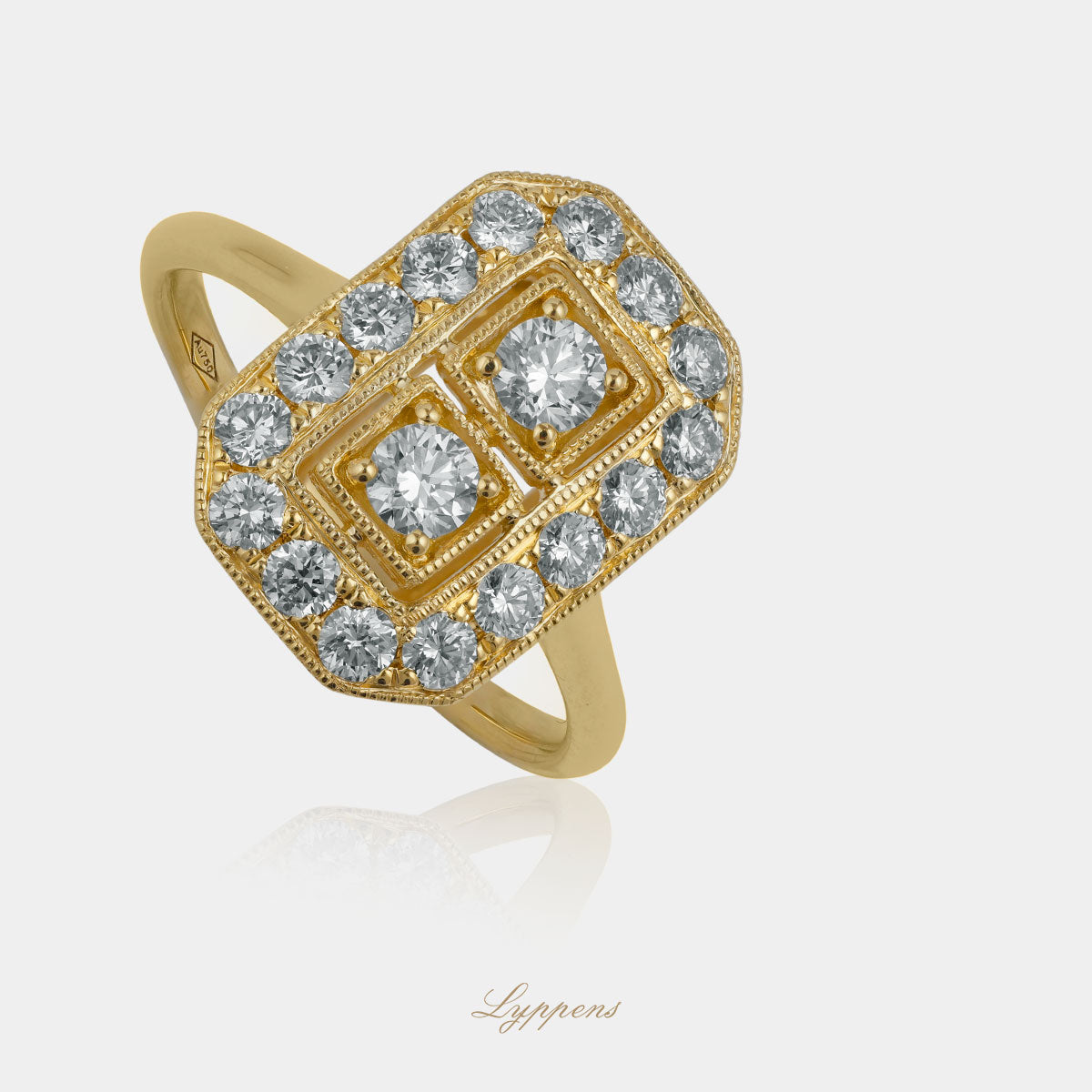 Yellow gold art deco style ring with diamond