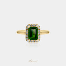 Geelgoud met toermalijn en diamant