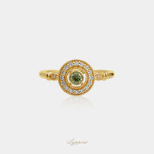 Geelgoud met saffier en diamant