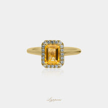 Geelgoud met citrien en diamant