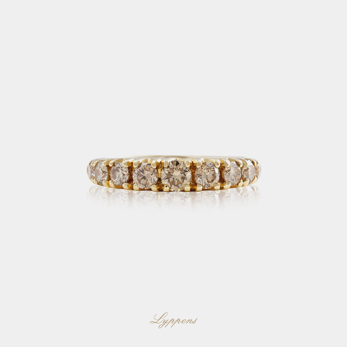 Geelgouden rijring met bruine diamant 1.00ct