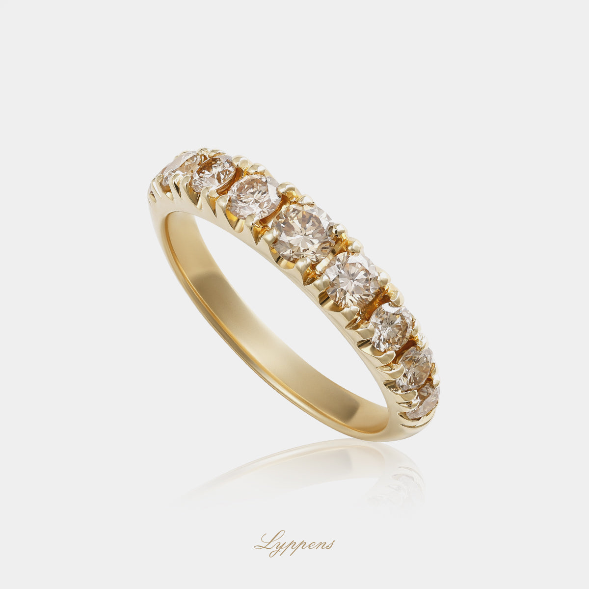 Geelgouden rijring met bruine diamant 1.00ct