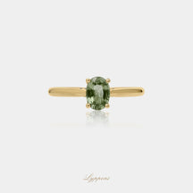 Geelgoud met saffier en diamant