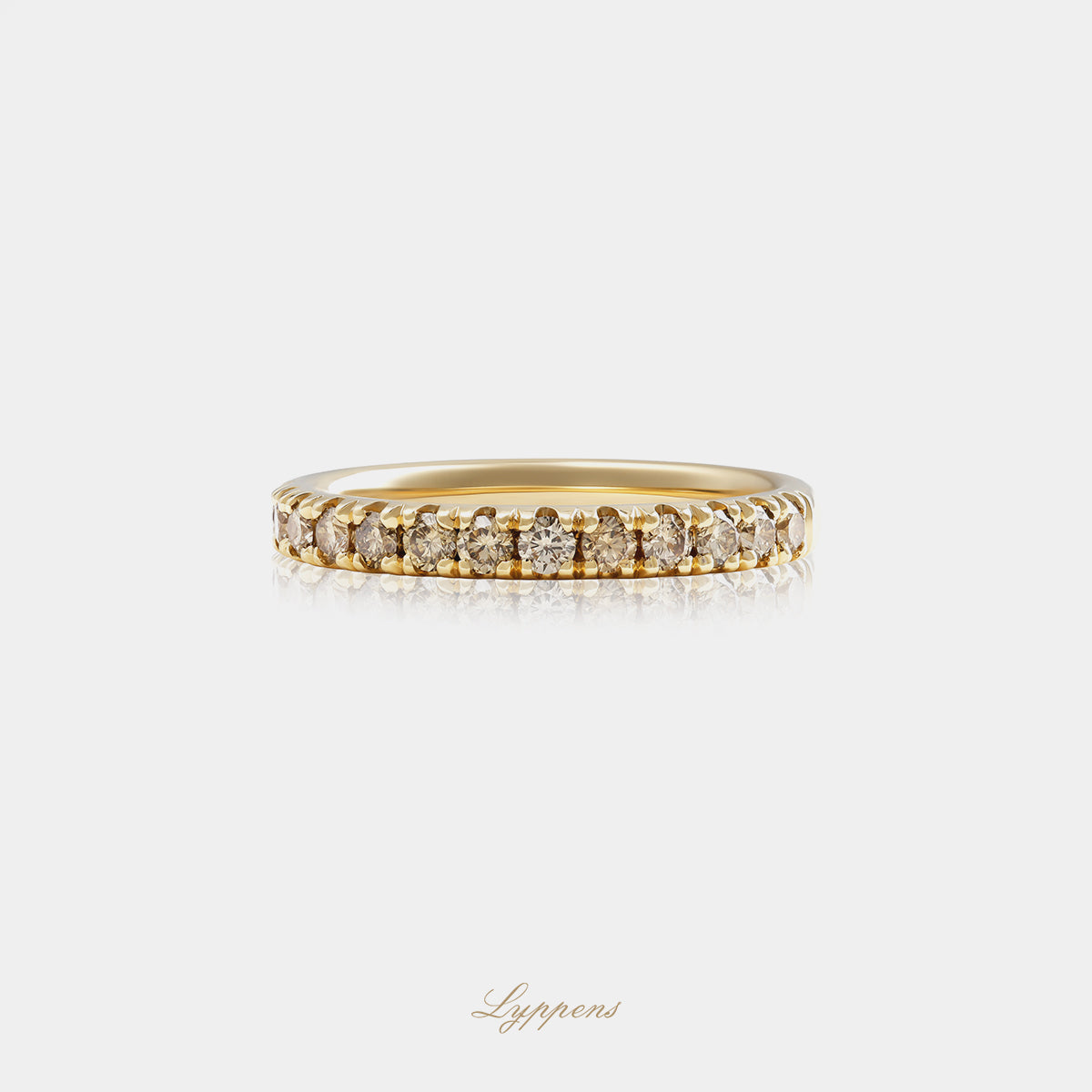 Geelgouden rijring met bruine diamant 0.50ct