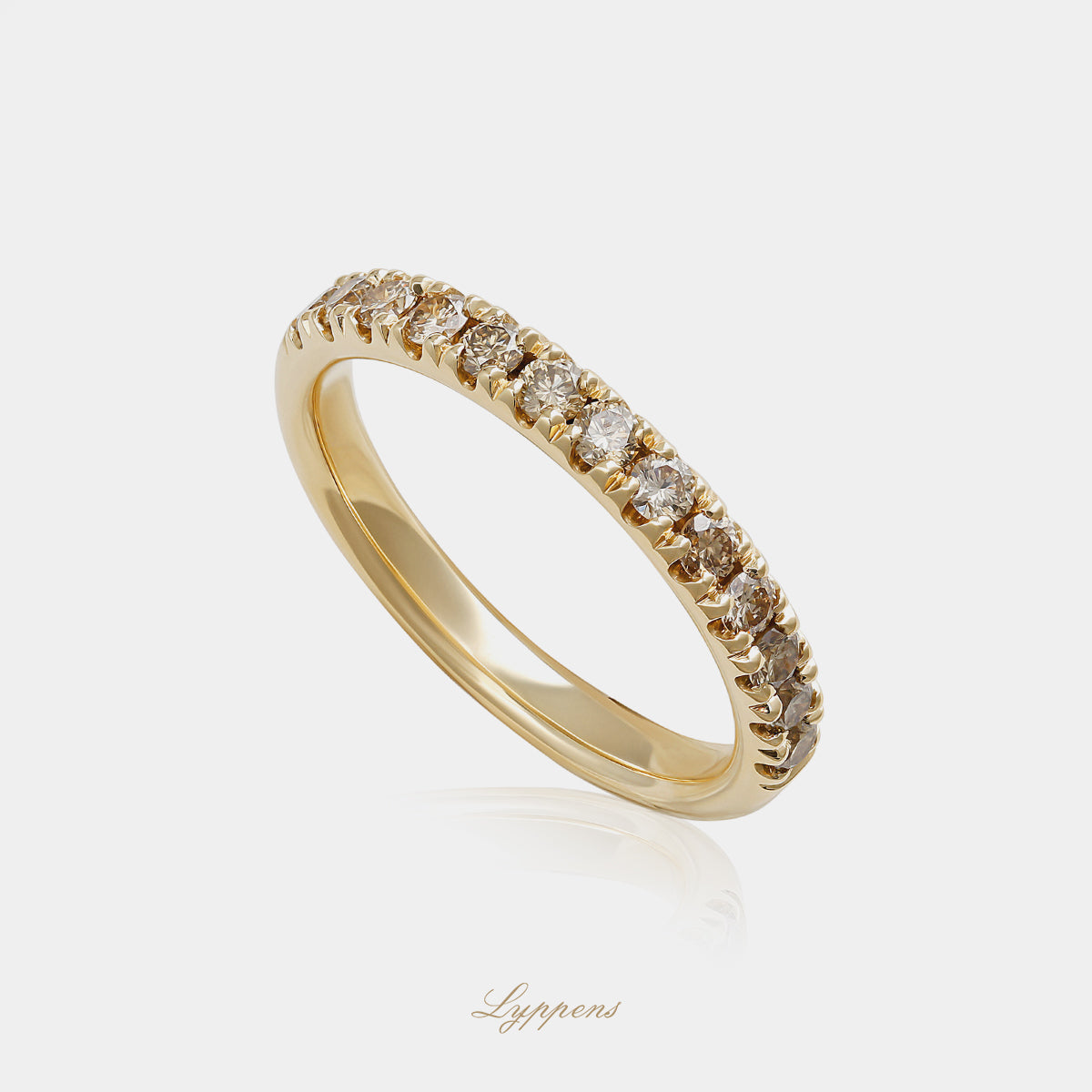 Geelgouden rijring met bruine diamant 0.50ct