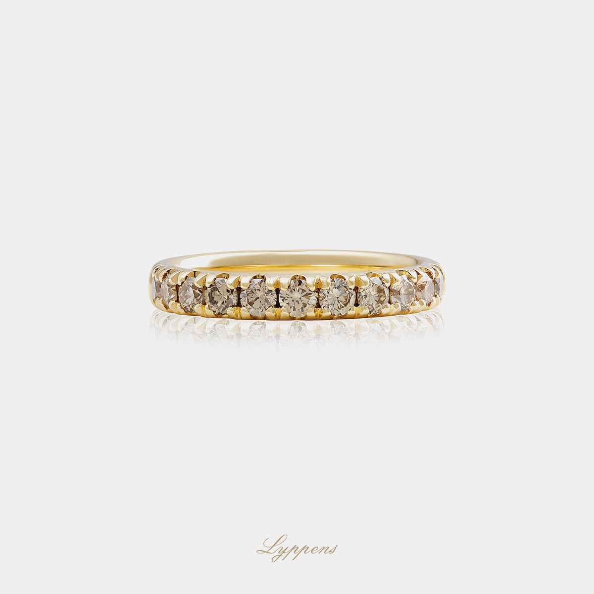 Geelgouden rijring met bruine diamant 0.75ct