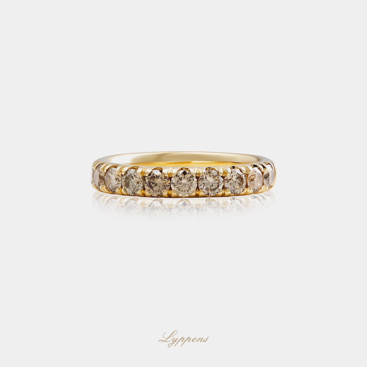 Geelgouden rijring met bruine diamant 1.00ct