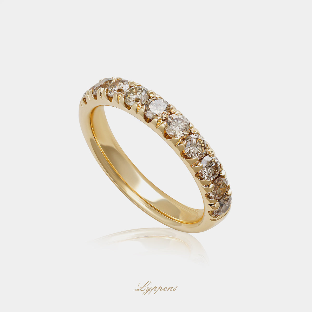 Geelgouden rijring met bruine diamant 1.00ct