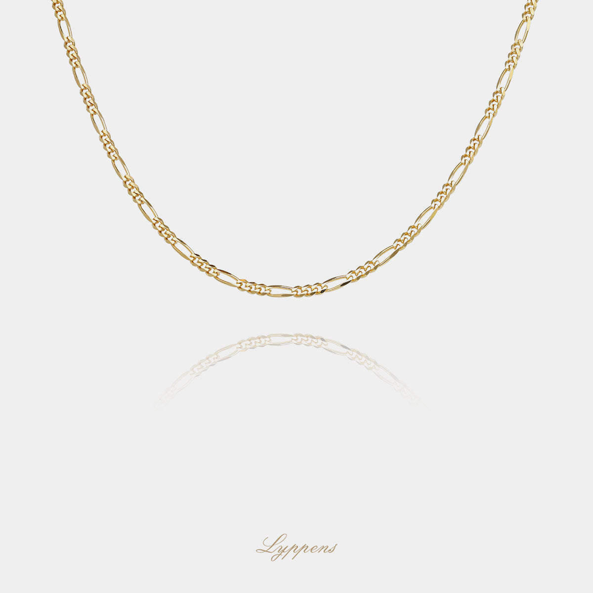 Yellow gold figaro link necklace