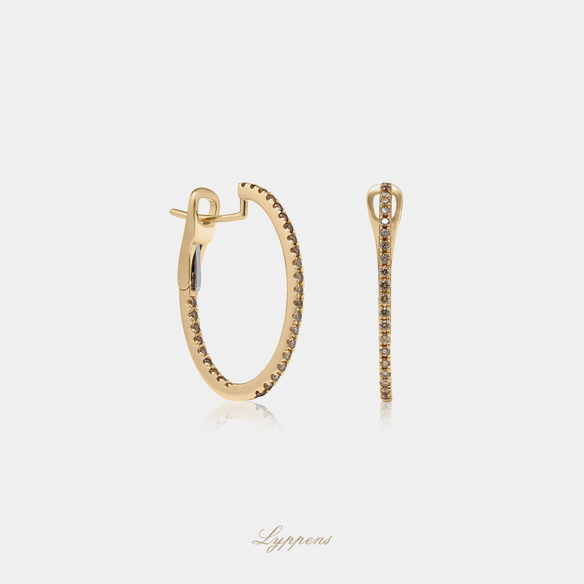 Yellow gold earrings with brown diamonds