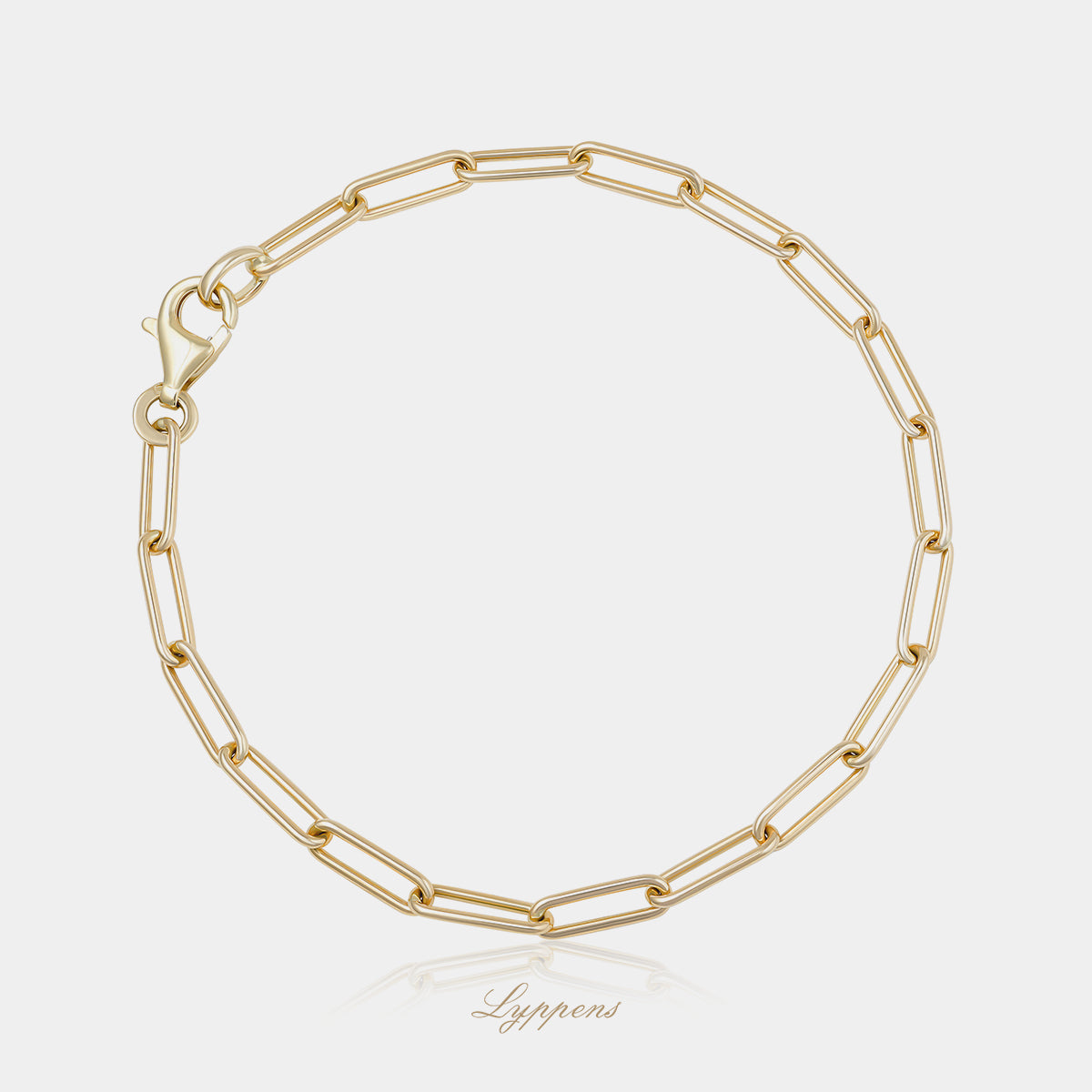 14kt geelgouden Closed Forever schakelarmband met een lengte van 19.5cm en schakels van 11 x 3.6mm