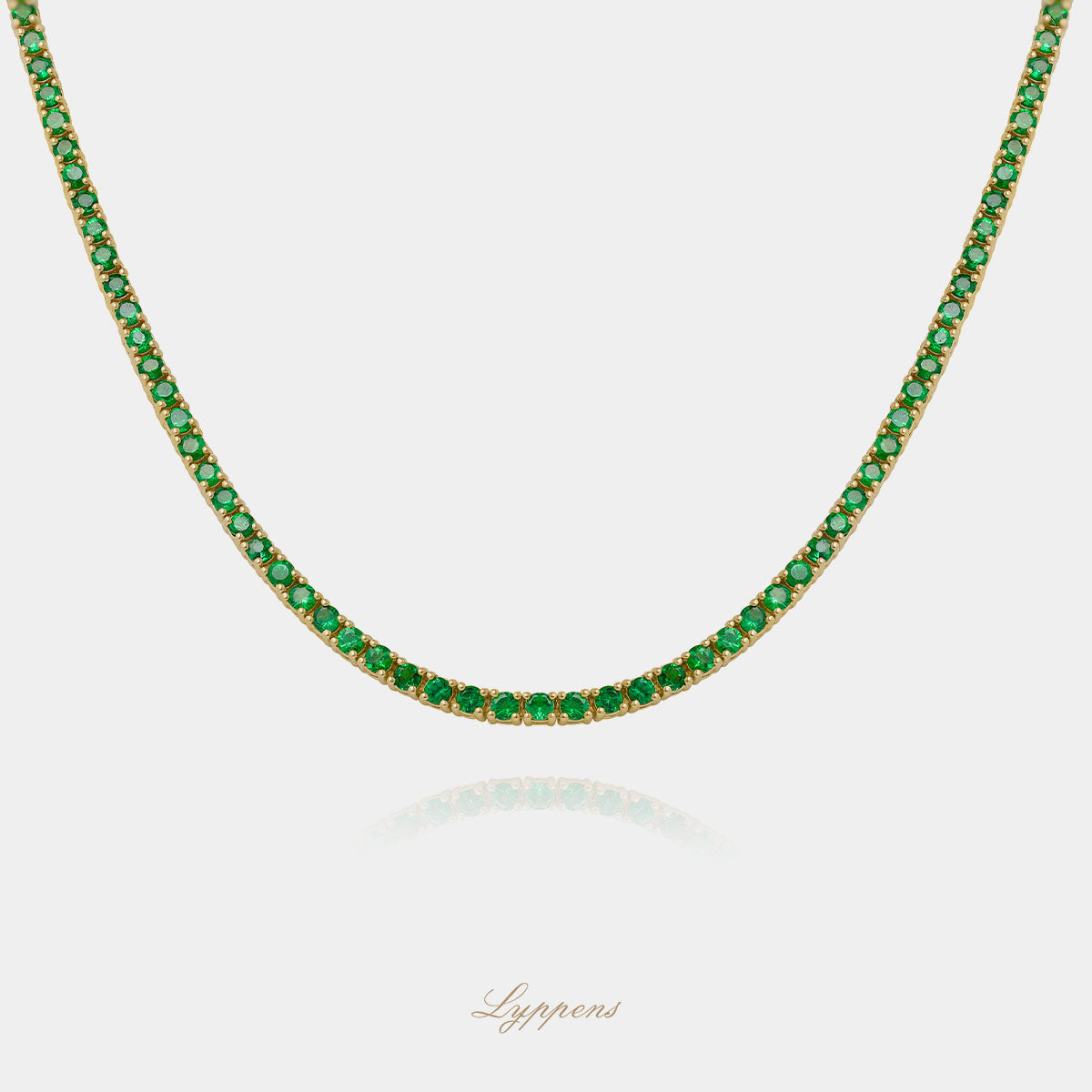 Yellow gold tennis necklace with tsavorite 6.44ct