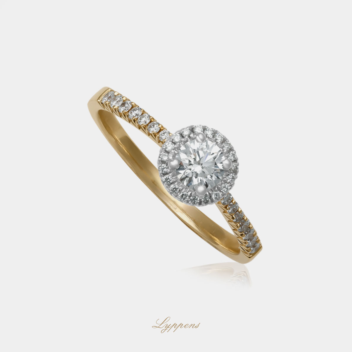 Geelgouden entourage ring met diamant