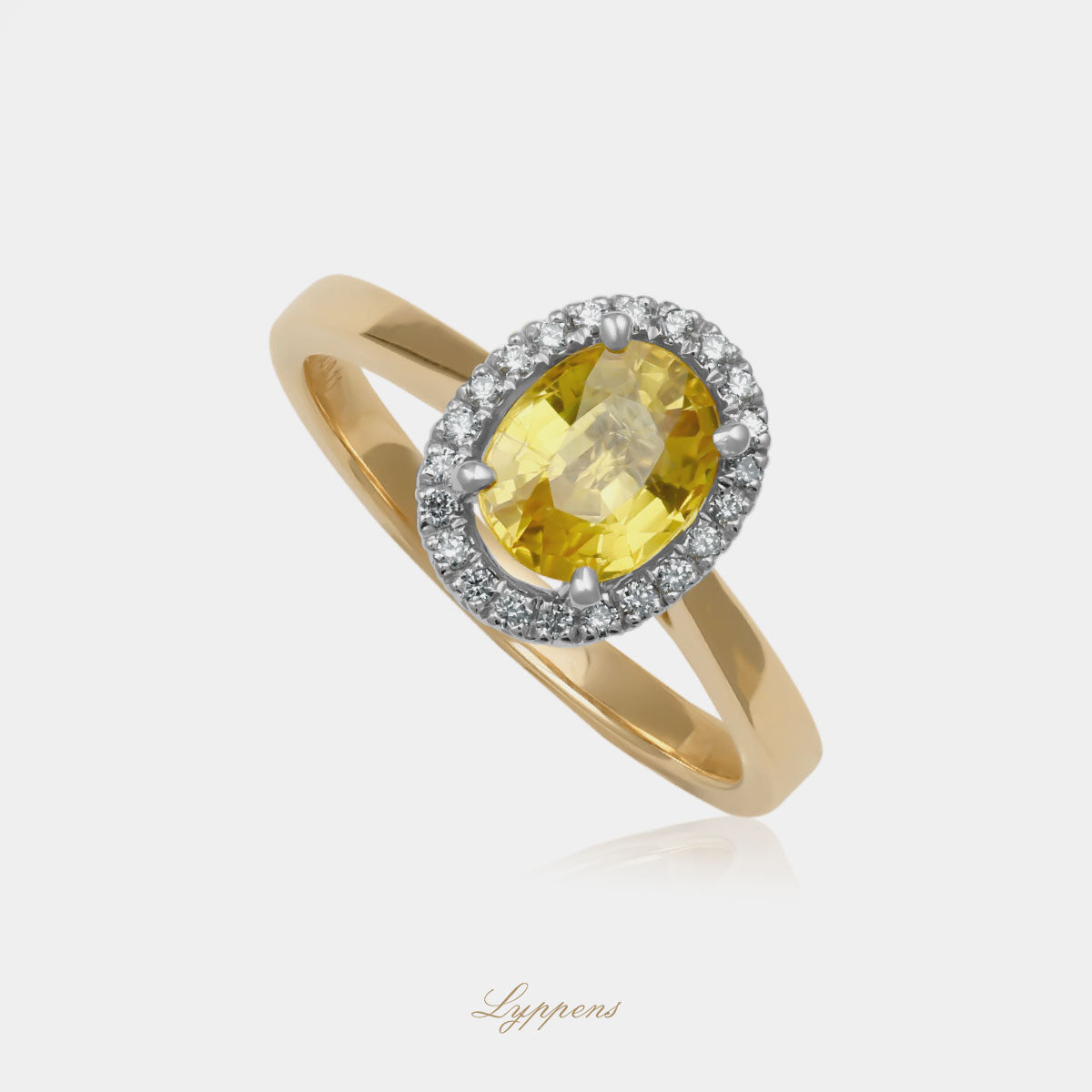 Geelgouden entourage ring met gele saffier en diamant