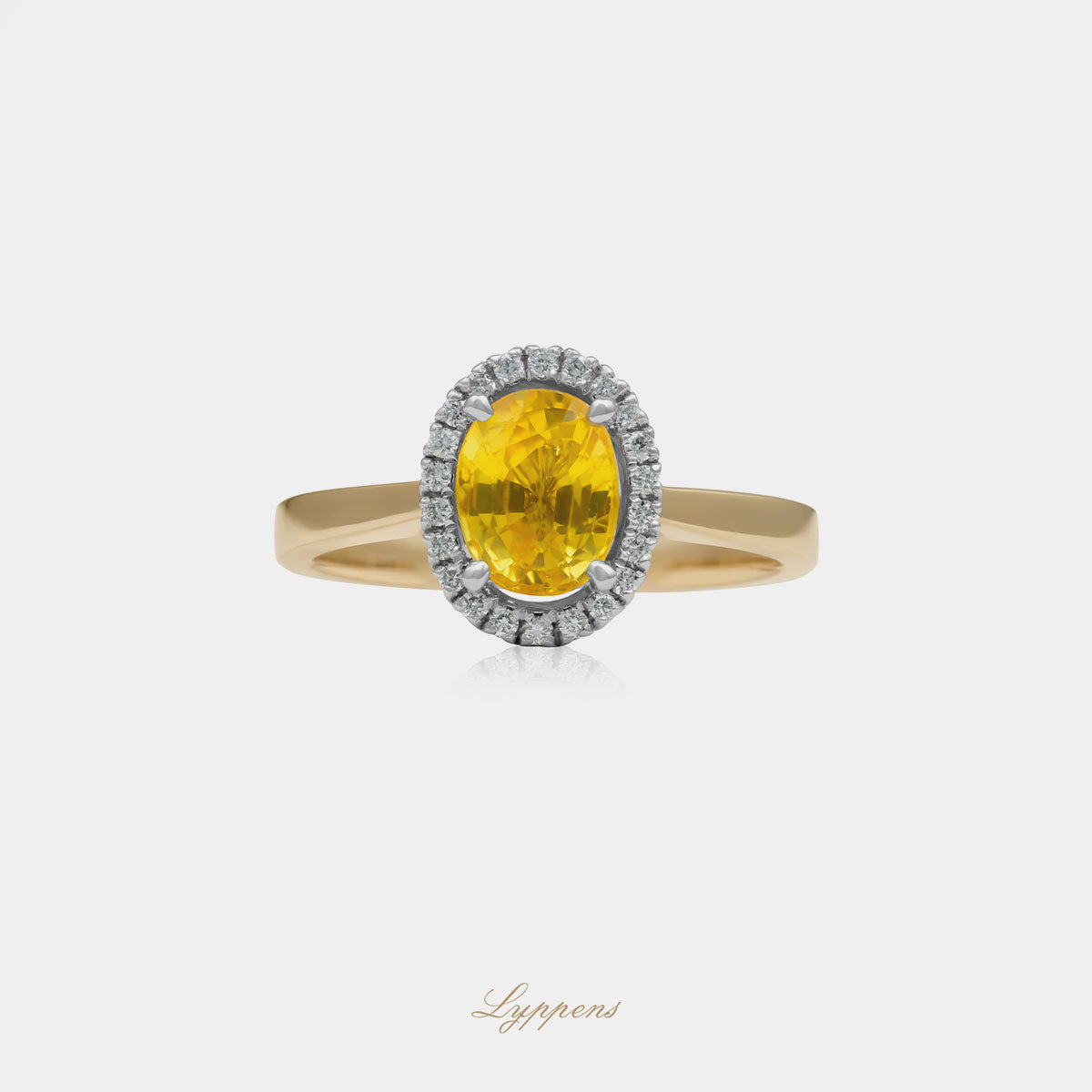 Geelgouden entourage ring met gele saffier en diamant