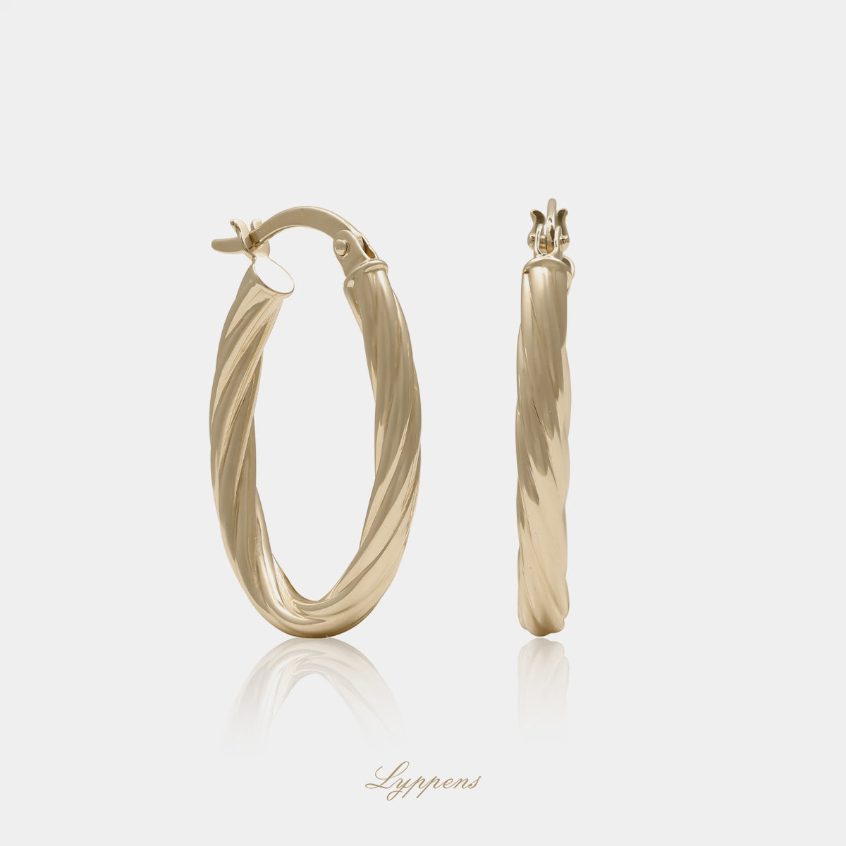 14kt geelgouden ovale oorringen met elegant gedraaid ontwerp