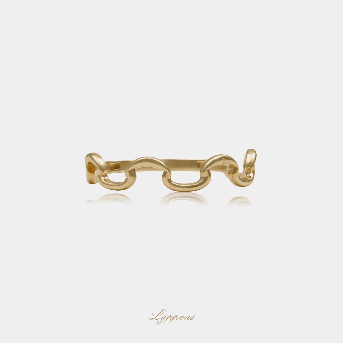 14kt geelgouden ring met elegant golvend ontwerp en verfijnde afwerking