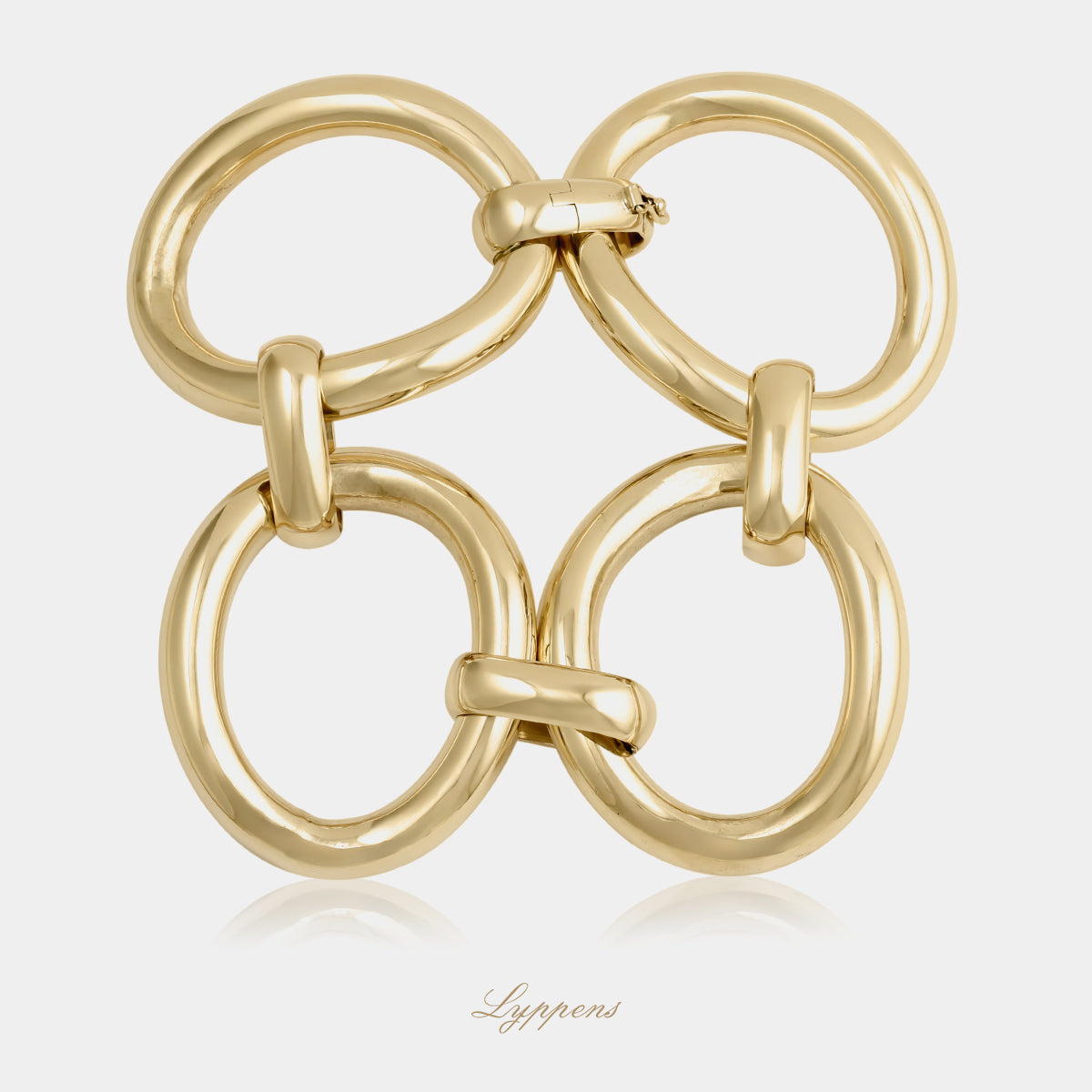 14kt geelgouden fantasie schakelarmband met afwisselend grote en kleine ovale schakels