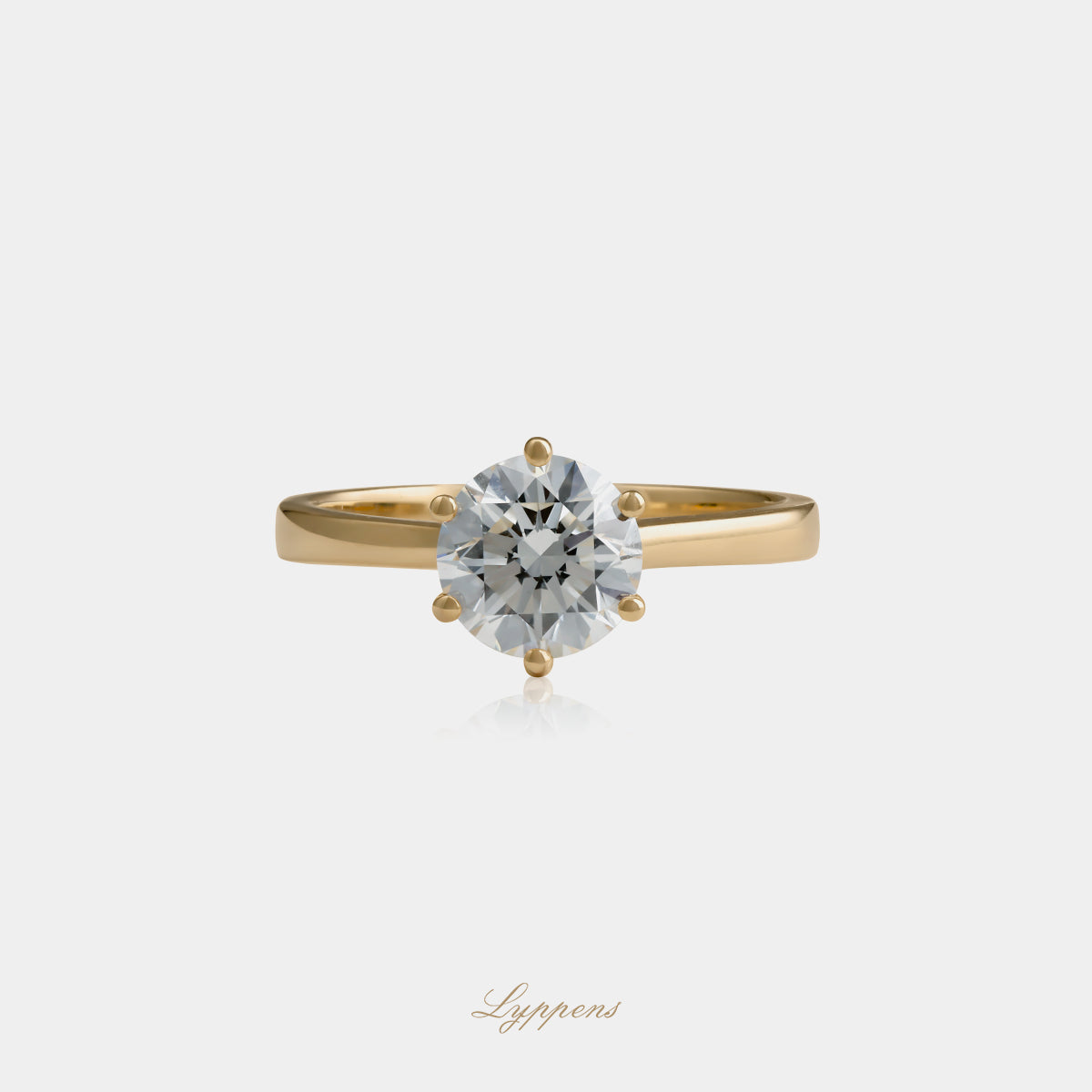 18kt geelgouden solitair ring met 1.50ct GIA gecertificeerde briljant geslepen diamant in Berlijn montuur
