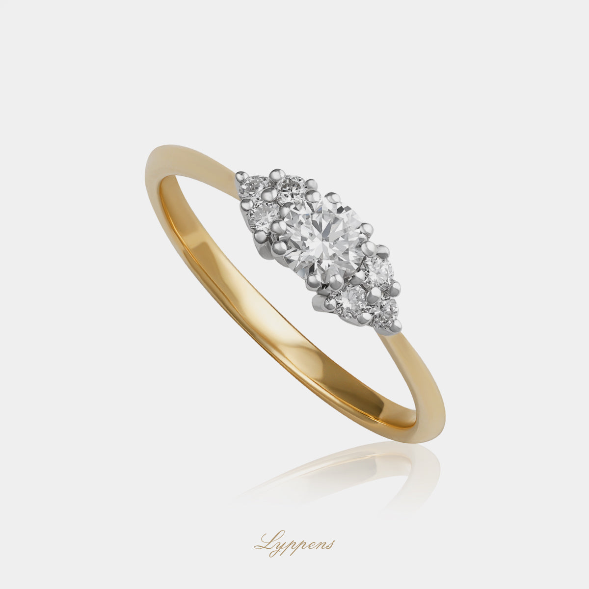 18kt bicolor verlovingsring met briljant geslepen diamanten, kleur F VVS en G SI1