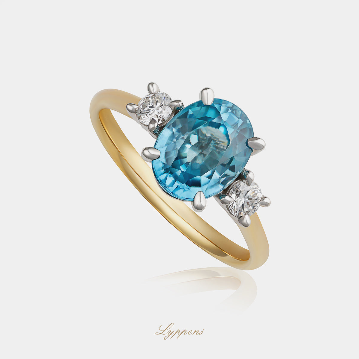 Geelgouden ring met zirkoon en diamant