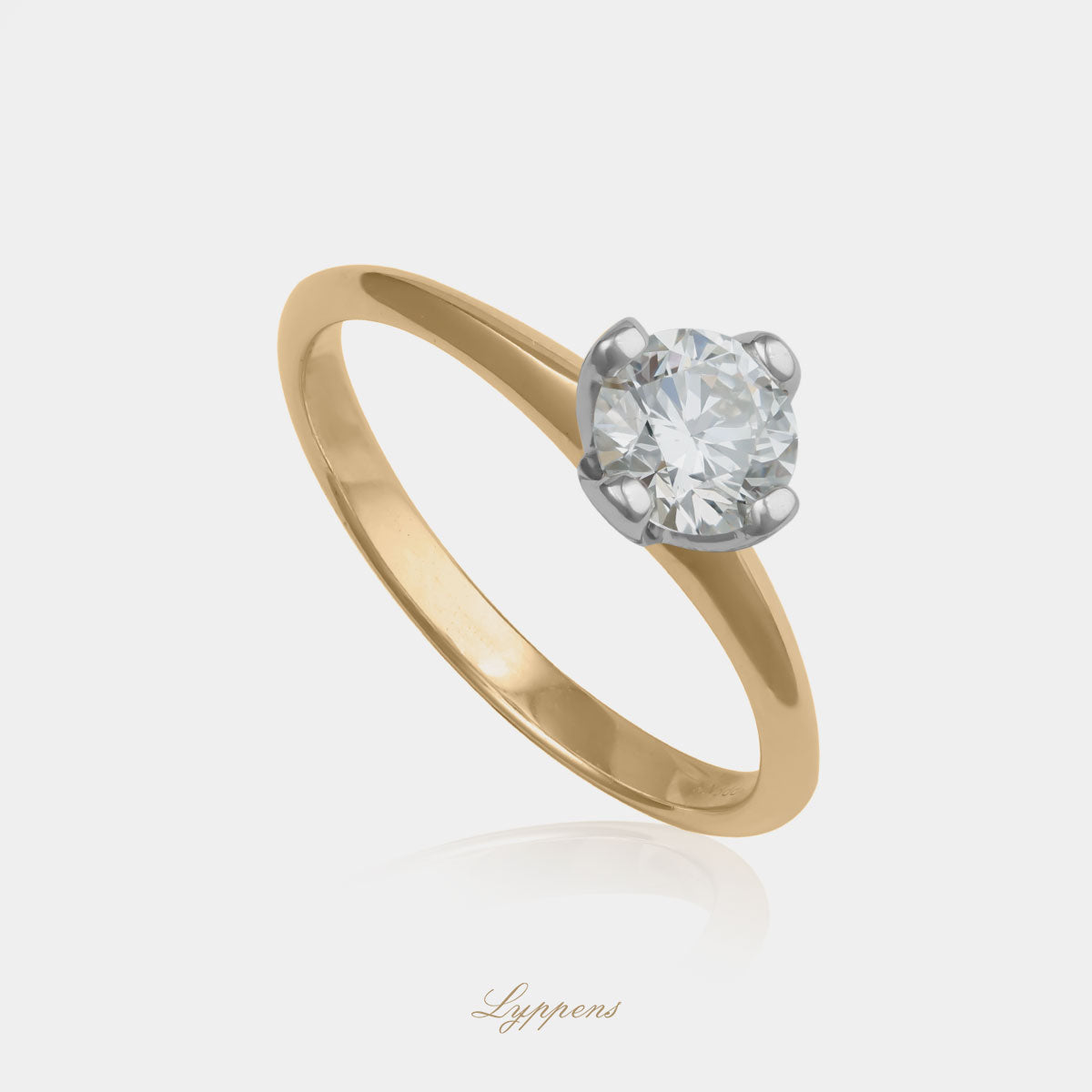 18kt verlovingsring met briljant geslepen GIA diamant, kleur F en zuiverheid VS2