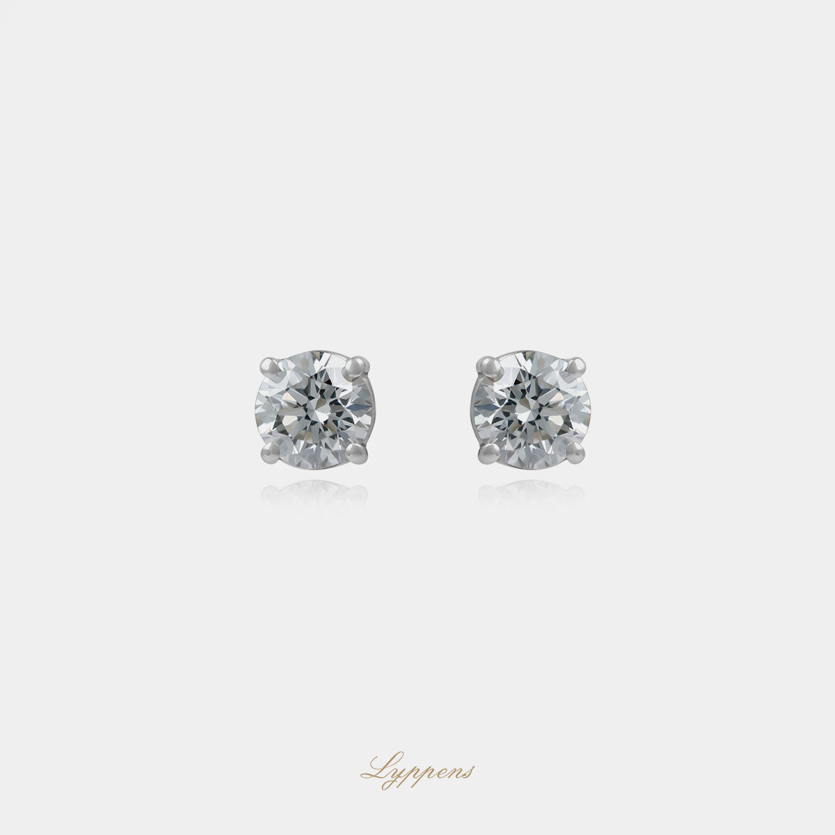 18kt witgouden solitair oorstekers met 0.80ct briljant geslepen GIA diamanten in vierpoots chaton