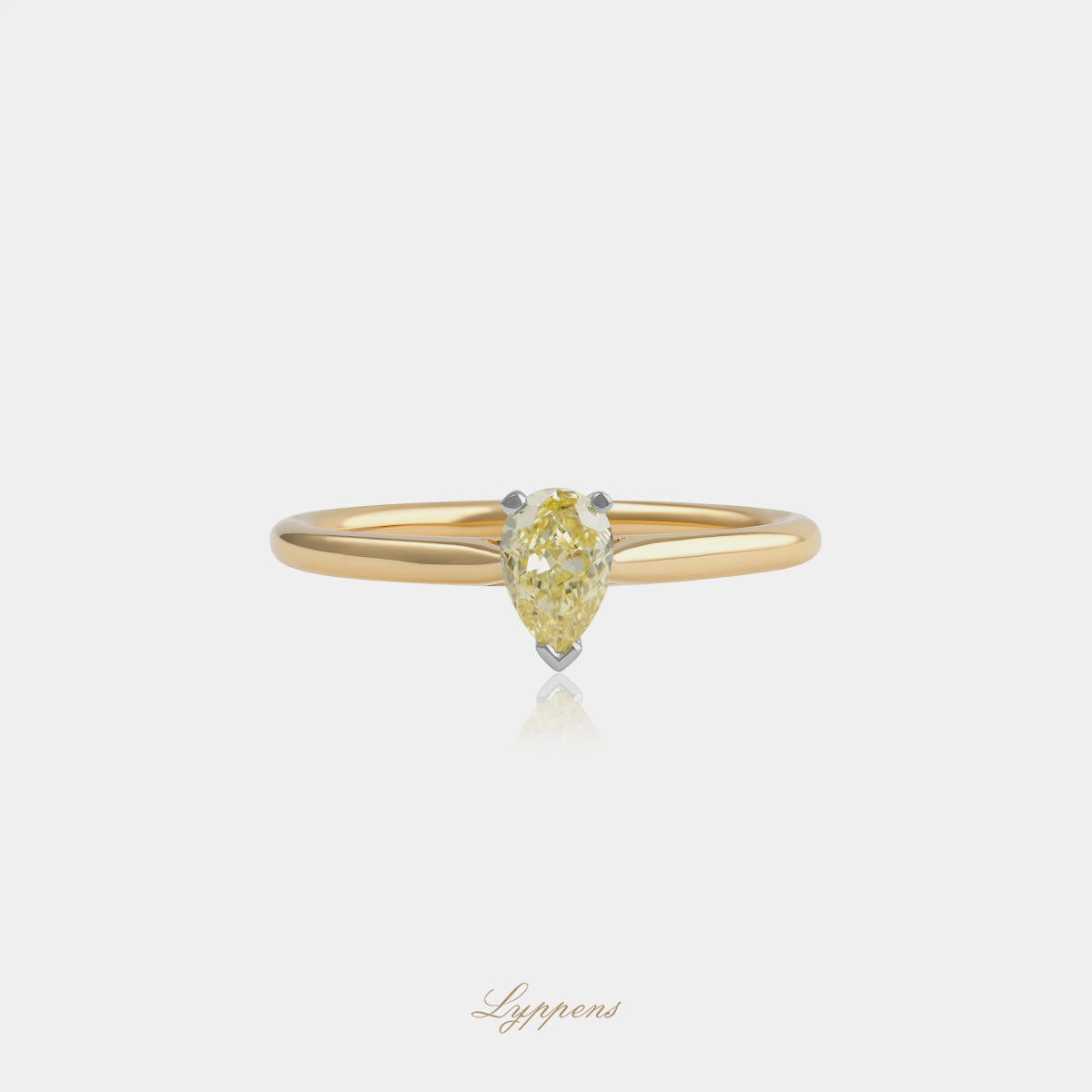 18kt geel- en witgouden solitair ring met 0.43ct fancy intense yellow GIA diamant in Amsterdam montuur
