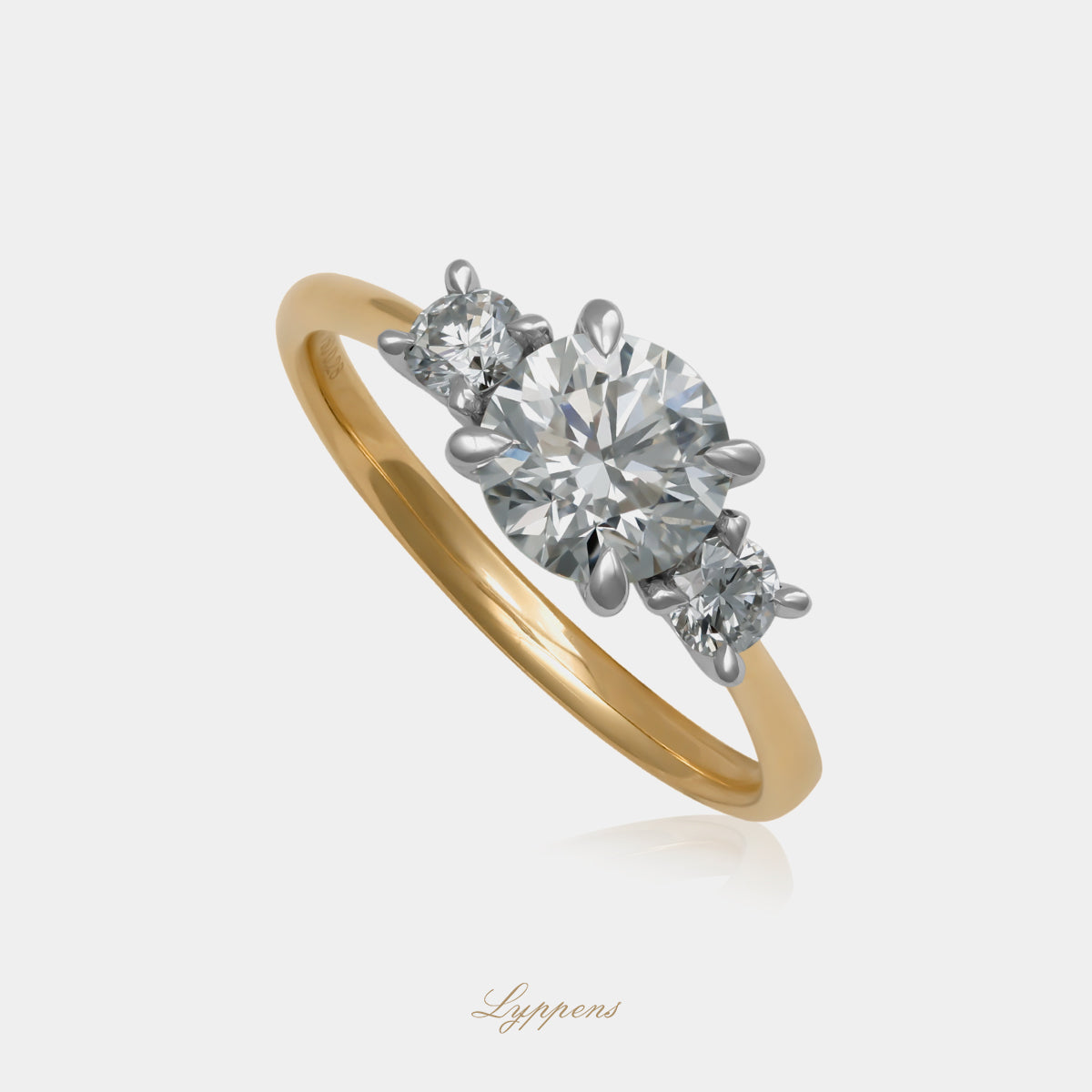 18kt bicolor verlovingsring met briljant geslepen GIA diamant, kleur H VS2