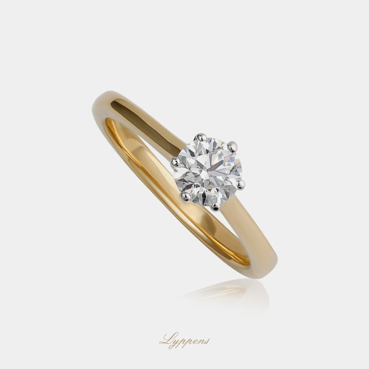 Geelgouden solitair ring met diamant