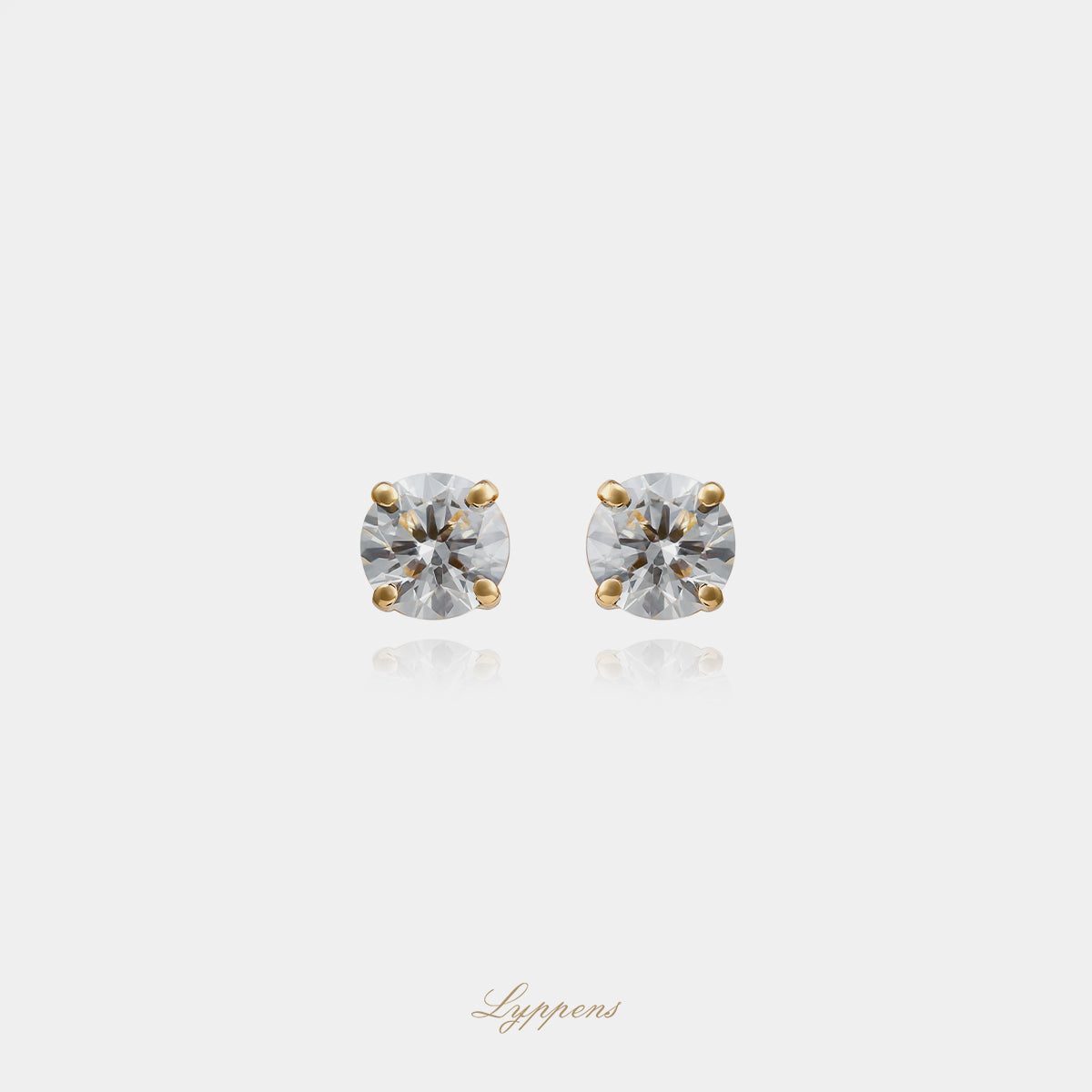 18kt geelgouden solitair oorstekers met briljant diamant 1.00ct H VS1 in vierpoots chaton, GIA