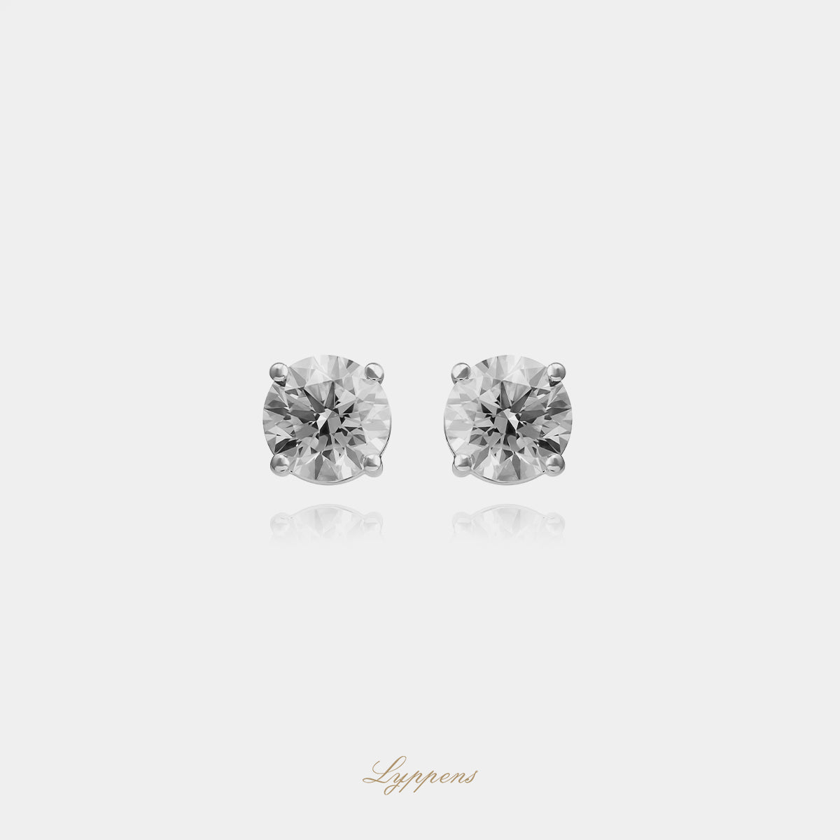 18kt witgouden solitair oorstekers met briljant diamant 2.00ct H SI2 in vierpoots chaton, GIA
