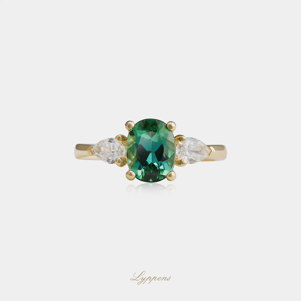 Geelgouden ring met toermalijn en diamant