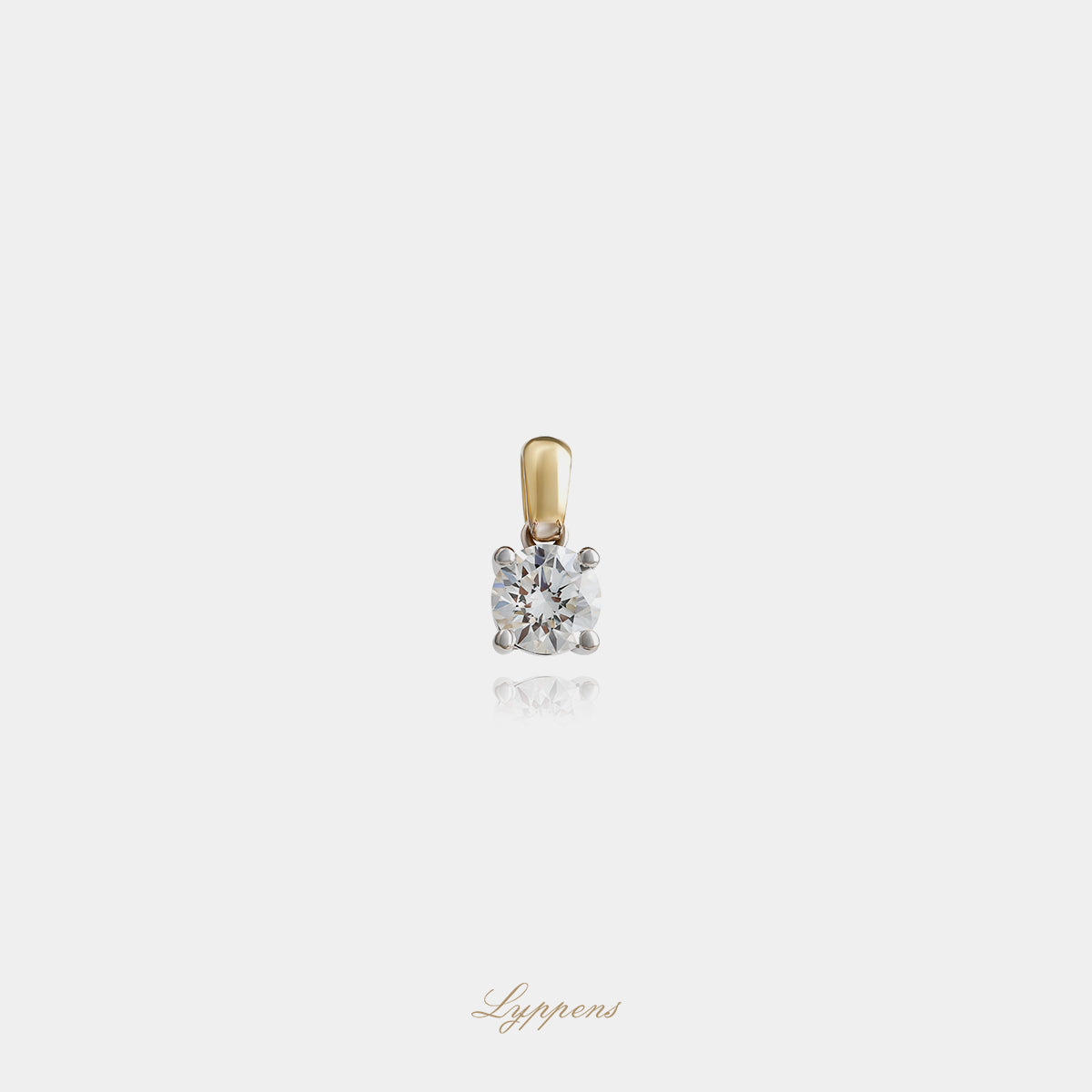 Yellow gold solitaire pendant with diamond