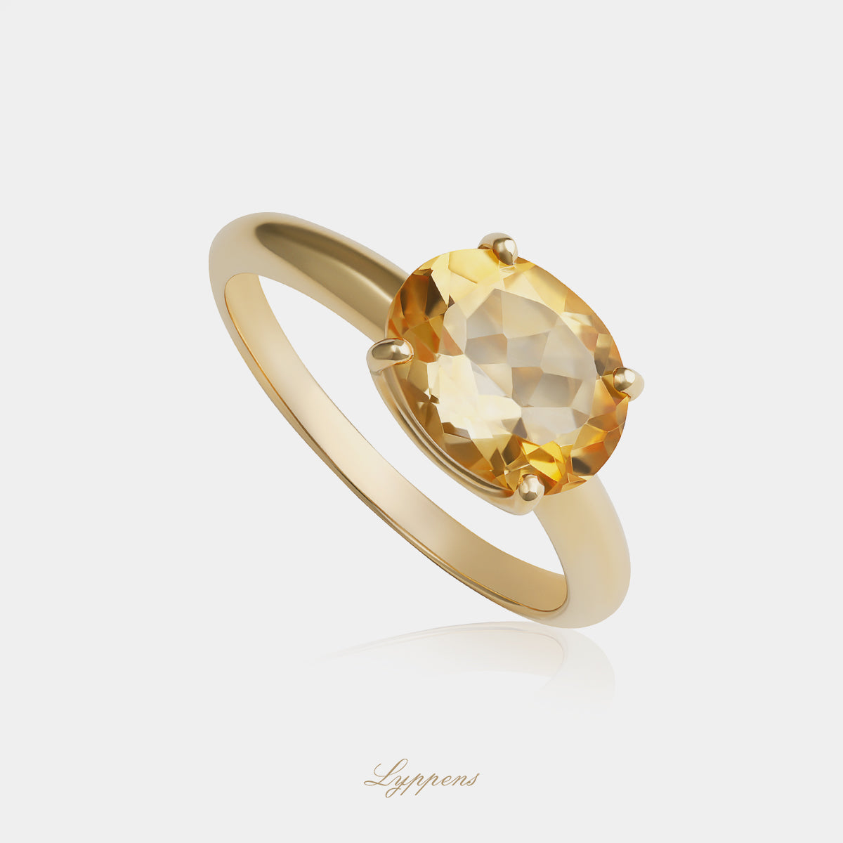 Geelgouden solitair ring met citrien
