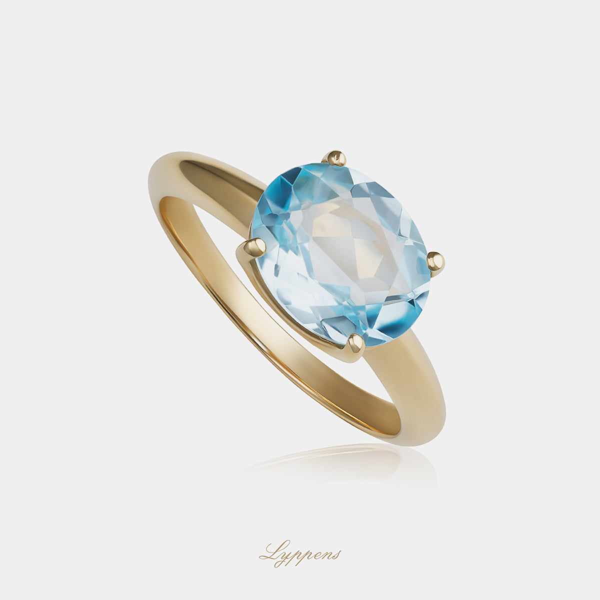 Geelgouden solitair ring met topaas